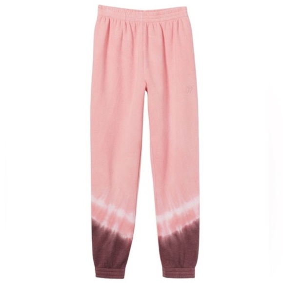 NWT PINK Victoria's Secret High Waist Tye-Dye Campus Jogger Fleece Sweatpants - Picture 1 of 9